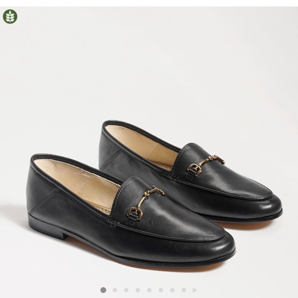 Sam Edelman Black Leather Loafers with Gold Accent
